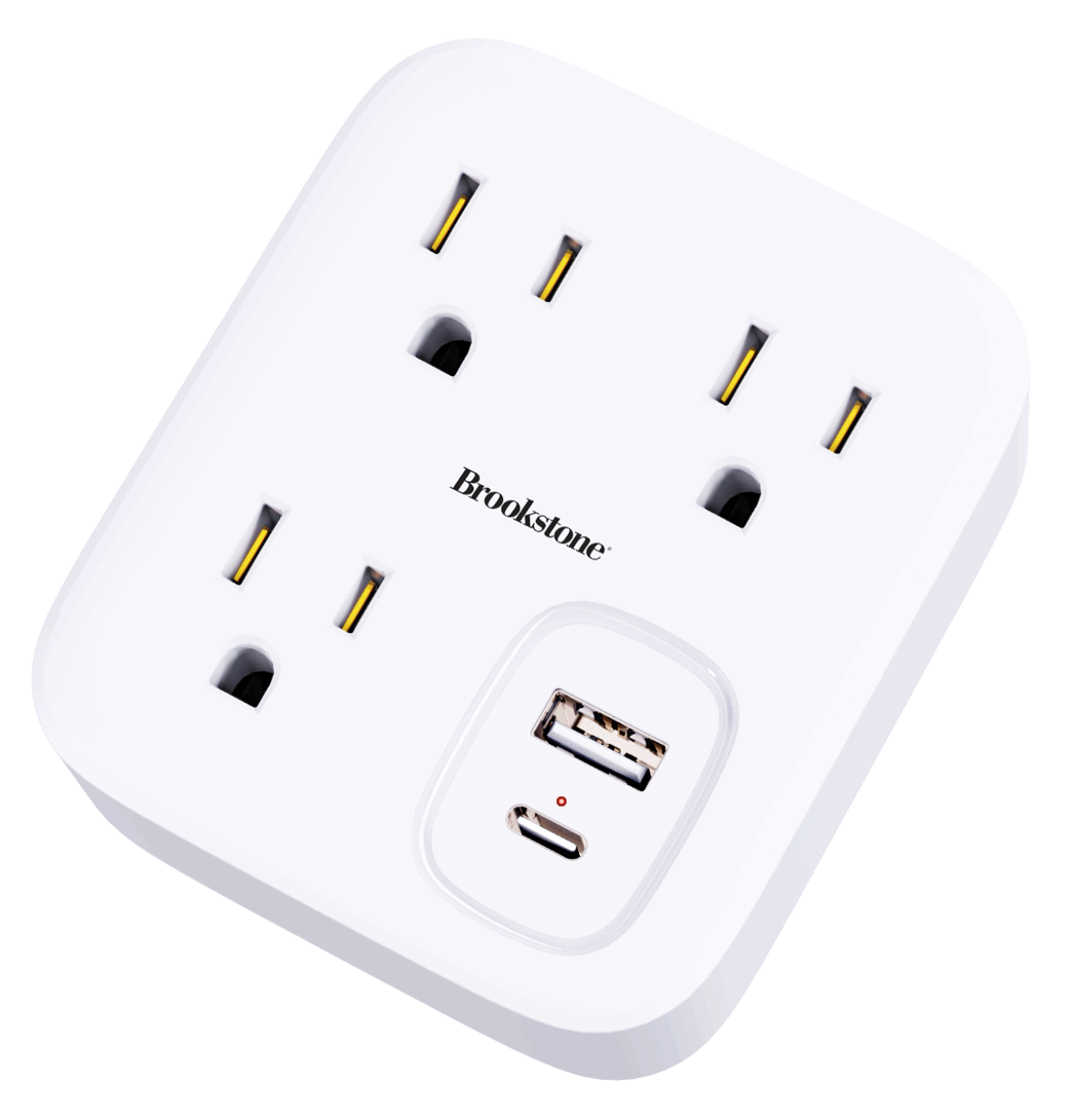 5 Port Surge Protector Wall Plate 3 AC Outlet 1 USB-A & 1 USB Type C Port